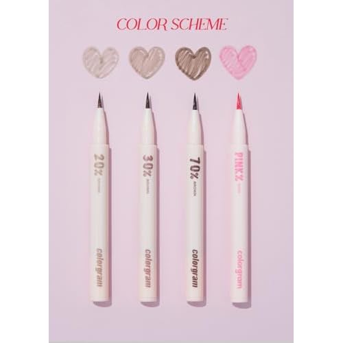 COLORGRAM Shade Re-Forming Brush Liner 04 Pink | Silky-Smooth Soft Long-Lasting Eyeliner, Point Eye Makeup, Smudgeproof, All Day Wear Party Makeup