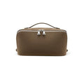 EACHY Travel Makeup Bag, Lychee Leather Large Capacity Cosmetic Bag for Women, Open Flat Toiletry Bag with TPU Brush Compartment, Waterproof Skincare Organizer Travel Essentials