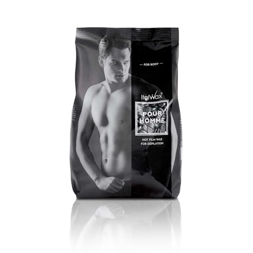 Italwax Pour Homme - 500g / 1.1lb - Hard wax beads for hair removal - Special for man - Natural formulation - Easily removes coarse hairs - Ideal for barber shops