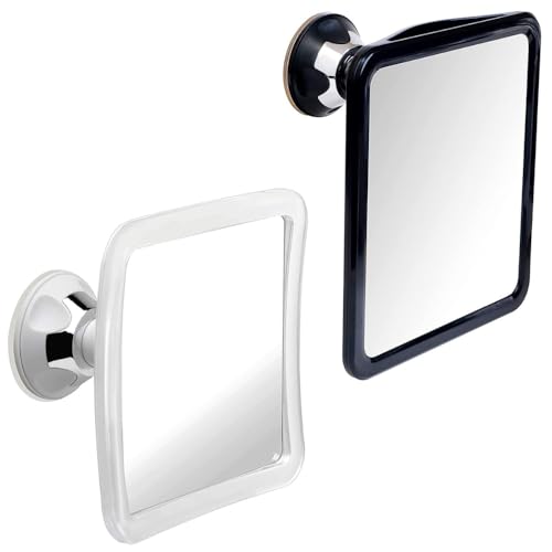Fogless Shower Mirror for Shaving with Upgraded Suction, Anti Fog Shatterproof Surface and 360¡Æ Swivel & Fogless Shower Mirror for Shaving with Upgraded Suction, Dual Anti Fog Design Bundle
