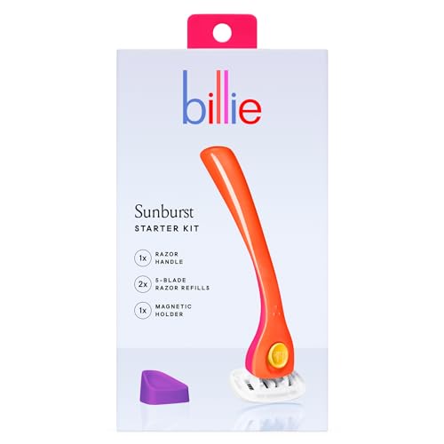 Billie Razors for Women Shave Kit ? Women¡¯s Razor + 2 x 5-Blade Razor Refills + Magnetic Holder ? Sunburst