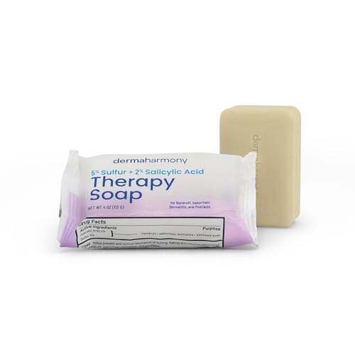 Dermaharmony 5% Sulfur 2% Salicylic Acid Bar Soap 4 oz ? Crafted for those with Seborrehic Dermatitis, Dandruff, and Psoriasis (1 Bar)
