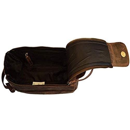 Rajeriya Premium Buffalo Leather Toiletry Bag for Men & Women With Water resistant Lining, Cosmetic Bags,Grooming Travel Pouch, Unisex Wash Bag for Toiletries, Gifts for Men and Women