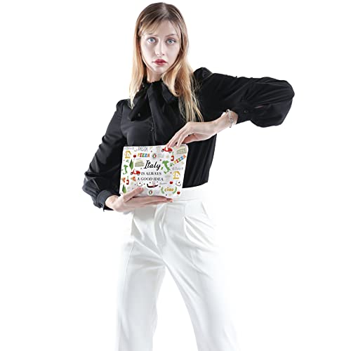POFULL Italy Theme Gift Italy Is Always A Good Idea Cosmetic Bag Italy Bachelorette Trip Gift (Italy Is Always Cosmetic Bag)