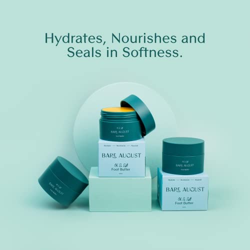 Bare August Foot Cream & Heel Balm Butter lotion for Soft, Smooth & Healthy Feet - Foot Moisturizer and Callus Cream Softener to Repair Rough, Dry, Cracked Feet (3.4 fl oz) (Pack of 2)