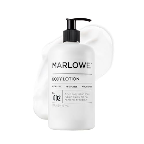 MARLOWE. No. 002 Body Lotion for Men, 15 oz Pump, Original, Revitalizing Dry Skin Lotion with Aloe Vera & Amino Acids, Hydrates & Nourishes, Lightly Scented