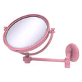 Allied Brass WM-6G/5X-PNK 8 Inch Wall Mounted Extending Make-Up Mirror 5X Magnification with Grooved Accent, Pink