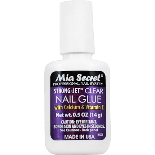 Mia Secret Strong-Jet Brush On Clear Nail Glue 335 - Ideal to adhere Crystals Over Any Acrylic and Gel Surface