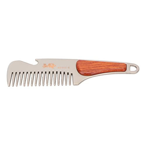 Men Beard Comb Multipurpose Stainless Steel Teeth Sandalwood Pocket Moustache Comb for Home Hair Salon