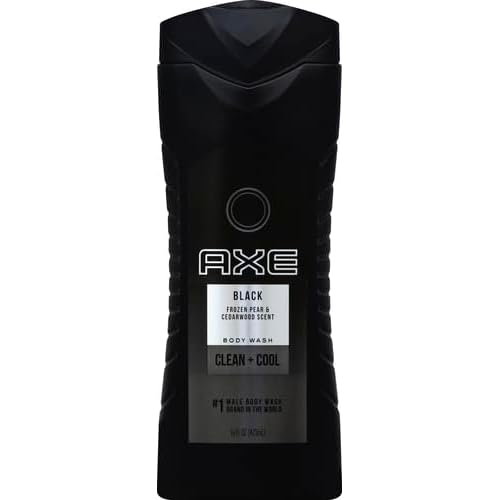 AXE Body Wash 12h Refreshing Scent Cleanser Black Frozen Pear and Cedarwood Men's Body Wash with 100 percent Plant-Based Moisturizers 16 oz (Pack of 2)