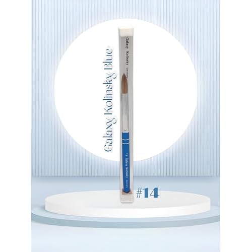 Acrylic Nail Brush Pure Kolinsky Hair Round Shape Blue Metal handle (Size 14)