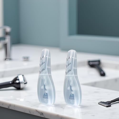 2Pcs Clear Portable Travel Men Manual Razor Protector Plastic Box Cover Container Storage Shaver Holder Protector Case Organizer Men's Electric Shaver Accessories