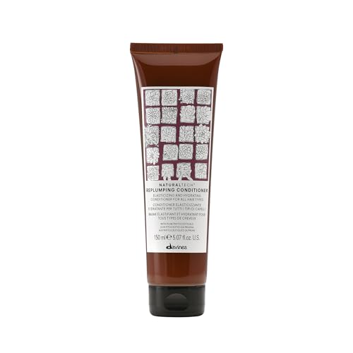 Davines Naturaltech Replumping Conditioner, Elasticizing & Moisturizing for Fine Hair Lacking Elasticity - With Plum Phytoceuticals - Detangles & Adds Body, 5.07 Fl Oz