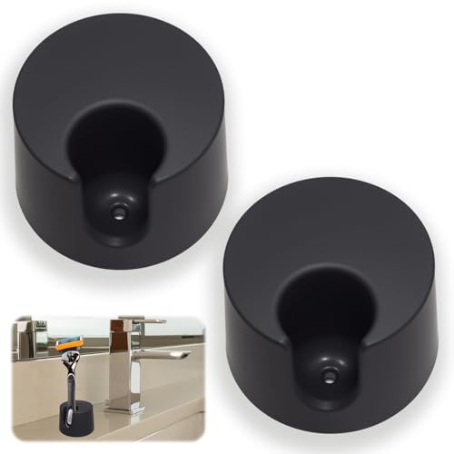 2 Pack Razor Stand For Men, Razor Stand Compatible with Gillette Razors, Suitable for Various Shaver Handles Alloy Steel Bathroom Countertop Organizer with Drainage Holes