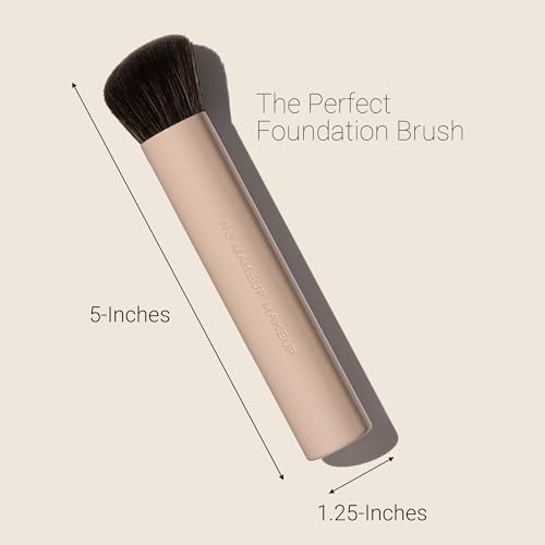 No Makeup Makeup Perfect Foundation Brush | For Cream, Liquid & Powder Face Makeup | Beauty Applicator with Slightly Slanted Soft Top for Blending, Buffing, Concealing & Stippling | 5-inch