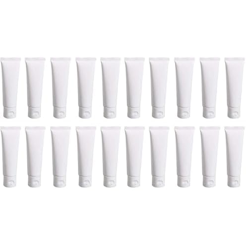 20Pcs 100ml/3.4oz Empty Refillable Plastic Squeeze Cosmetic Soft Tube Bottles with Flip Cap Makeup Travel Sample Packing Storage Toiletries Container Vial for Facial Cleaner Body Lotion (Pack of 2)