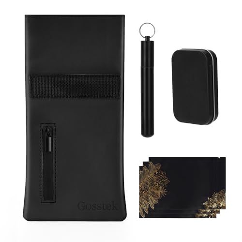 Pocket Size Storage Bag with 3 PCS Accessories, PU Leather Small Pouch and Great Gift for Women, Portable Pocket Case for Home and Travel (Black)
