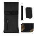 Pocket Size Storage Bag with 3 PCS Accessories, PU Leather Small Pouch and Great Gift for Women, Portable Pocket Case for Home and Travel (Black)