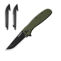 OUTDOOR EDGE - Razor VX2 | Green G10 with Black Drop Point | Replaceable Blade EDC Folding Pocket Knife | 3" Stainless Blade, Reversible Pocket Clip