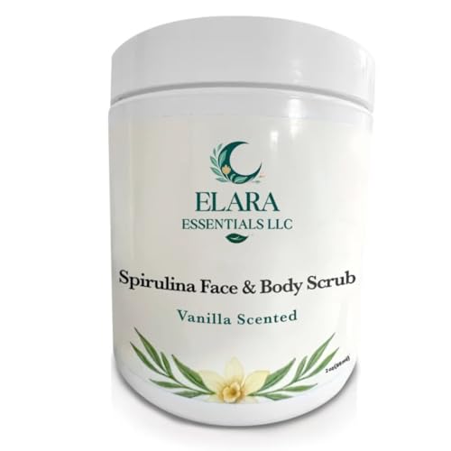 Spirulina Face & Body Scrub ? Vanilla Scented Exfoliating Scrub with Natural Spirulina Maxima ? Brightens, Smooths & Revives Dull, Aging, or Dry Skin ? 8oz