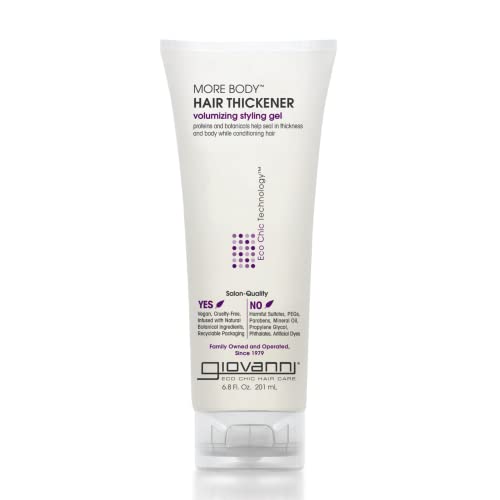 GIOVANNI More Body Hair Thickener - Volumizing Styling Gel, Plumps Hair, Seals Split Ends, Adds Shine, Paraben-Free, Color Safe, Infused with Natural Botanical Ingredients - 6.8 oz