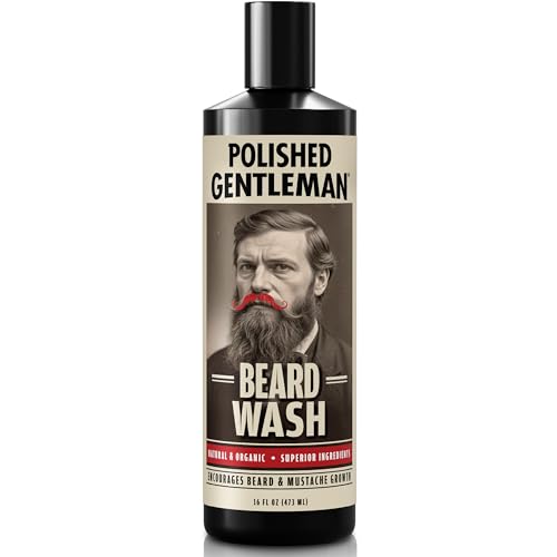Polished Gentleman Refreshing Beard Shampoo and Face Wash with Peppermint Tea Tree and Argan Oil - for Thicker and Softer Beard (16 oz)