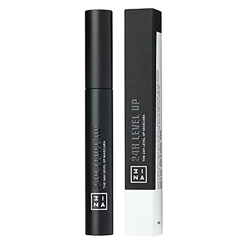 3INA The 24H Level Up Mascara - Intense Black Mascara Volume and Length with Hourglass Brush for Full Definition - Vegan, Cruelty Free - 900-0.27 oz