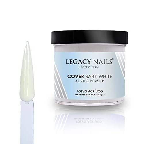 Legacy Nails Professional Cover Acrylic Powder, 8 ounces - Ideal For French Nail Art, Create Nail Art, Nail Extension That Provide a Healthy, Natural Look To Nails (BABY WHITE)