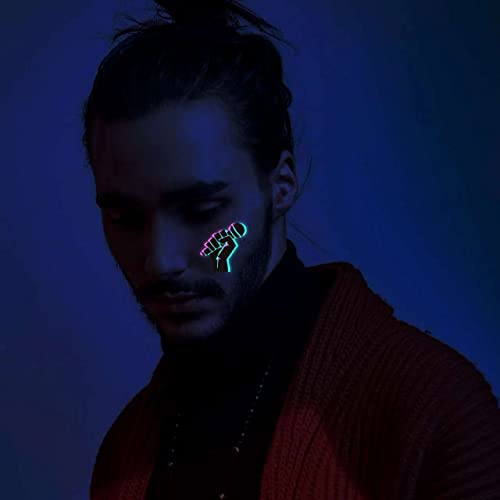 20-Sheets glow in the dark tattoos,temporary tattoos160+ Styles Adult Fluorescent UV Neon body glitter & Face Waterproof fake tattoo Stickers for Men & Women - Ideal for Rave, Festival Party Supplies
