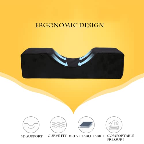 CNCEST Eyelash Extension Neck Pillow with Light,Eyelash Pillow Make Up Eyelash Extension Pillow with Shelf Organizer Stand for Salon Headrest Makeup Tools Grafted Support Neck Soft Stand(Black)