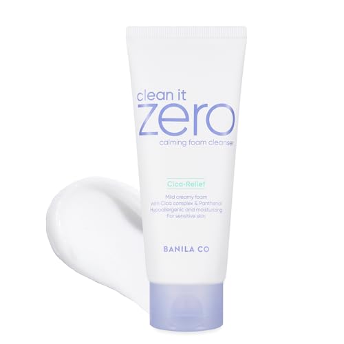 BANILA CO Clean It Zero Calming Foam Cleanser | Rich Lather Hydrating Cleansing With Soothing Finish | CICA Relief for Sensitive Skin | Vegan & Hypoallergenic (150ml / 5.07 fl.oz)