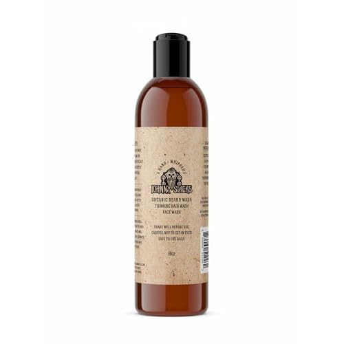 Johnny Slicks Organic Hand Whipped Beard Wash - Supports Beard & Skin Health - Tea Tree, Peppermint & Coconut Oil - Multi-Use Formula - Rugged Scent - 8 oz