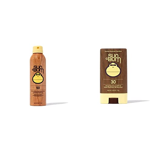 Sun Bum Original SPF 50 Sunscreen Spray + SPF 30 Sunscreen Face Stick Bundle | Vegan and Reef Friendly