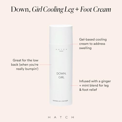 HATCH Down, Girl Cooling Leg + Foot Cream - Maternity Skin Care for Swollen Limbs - Ginger + Mint Cooling Cream for Feet - Gel-Based Soothing Foot Cream - Pregnancy Skin Care - 5oz