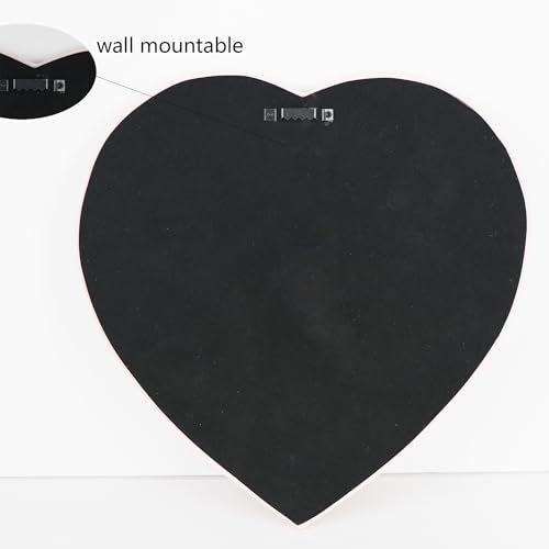 Heart Shape Makeup Mirror Wall Mounted Mirror with Hanging Hole for Home Room Decoration Birthday Gift Valentine's Day Gift for Girl,10.6x10.2inch(Pink)