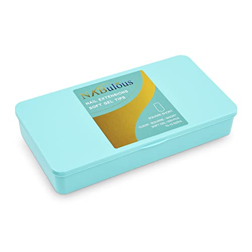 KIT Square Short | Perfect Soft Gel Intro Starter KIT NABulous | Professional Kit | Short Length | Salon Quality | Clear Full Cover Nail Tips (Square Short)