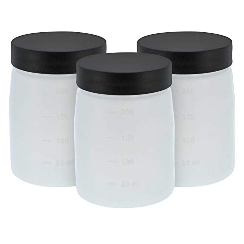 Belloccio C15 Sunless DHA Spray Tanning Solution Cups with Lids (Pack of 3) - 7 oz. Plastic Cups that Fit Belloccio Model G15 Turbine Spray Tanning Applicator Gun - Replacement Jars, Storage Bottles