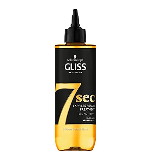 Schwarzkopf Gliss 7 Seconds Express Trattamento Riparazione Dei Capelli Olio Nutritivo, Maschera Istantanea per Capelli Spenti e Secchi, 200 ml, Confezione da 1