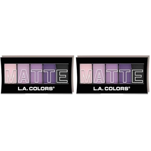 L.A. COLORS 5 Color Matte Eyeshadow Palette, Purple Cashmere CEM473 (Pack of 2)