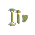 3 in 1 Jade Roller & Gua Sha Set - Natural Jade Facial Massager with Textured Roller, Anti Aging Skincare Tools for Face, Eye, Neck Massage, Promote Serum Absorption, Bester Gift for Women & Men
