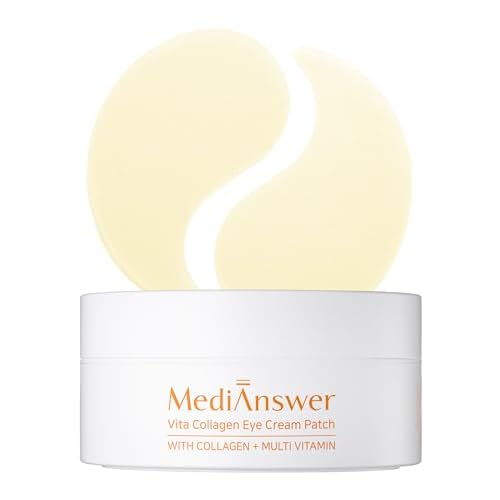 Korean Under Eye Patches for Dark Circles & Puffiness ? Vita 500Da Fabric-Free Collagen Gel, 83% French Collagen + Niacinamide & Peptides, Cooling Depuffing, Turns Clear, 60 Patches