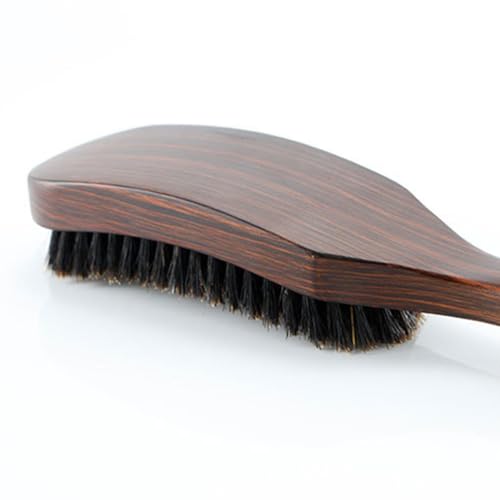 Men Beard Brush with Natural Boar Bristles for Facial Hair Styling and Massage Portable Beard & Mustache Comb with Comfortable Handle 9.25 Inch Grooming Tool for Skin Exfoliation