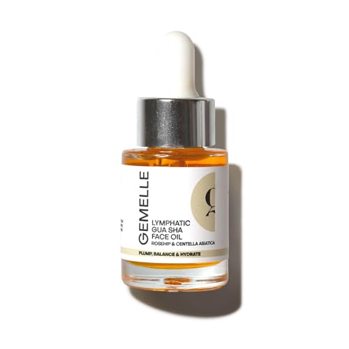 GEMELLE Lymphatic Gua Sha Face Oil | 10x Award Winner | Vitamin C,E & A | Detox, Plump, Sculpt, Hydrate | High-Altitude Rosehip | Natural Botanical for Gua Sha Facial Tools, Lymphatic Drainage - 15ml