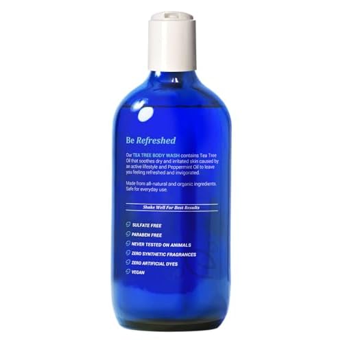 Certified Organic Tea Tree Body Wash by Be-One - Jock Itch - Athletes Foot - Ringworm - Acne - Eczema - Vegan - For Men & Women - Paraben & Sulfate Free - Sensitive - Natural - MADE IN USA