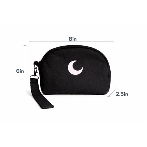 Brando Moon Small Zipper Makeup Bag for Women Girls ? Travel Cosmetic Pouch, Wide-Open Organizer Purse Case, Air-Tight Odor-Control Fabric, Everyday Travel Essentials