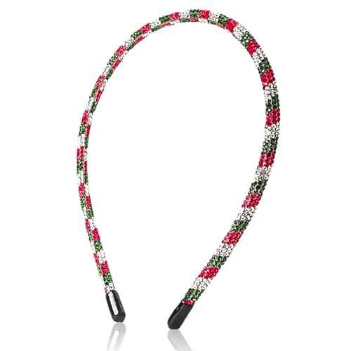 Gem Headbands Christmas Hairbands Red Green White Diamonds Hair Hoop Xmas Rhinestone Head Bands Headwear Christmas Hair Decoration for Winter Party Cloth Match (01)