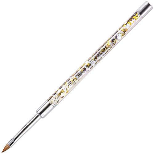 PANA 3D Kolinsky Nail Art Brush - Gold Glitter Handle, Size 4 - Acrylic Nail Art Sculpture Brush for Manicures Pedicure Salon Professional or Beginner
