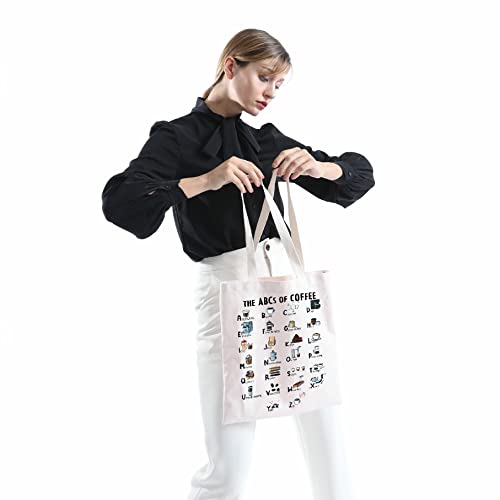 MNIGIU Alphabet Tote Bag - ABCs of Coffee Barista Gift for Coffee Lovers