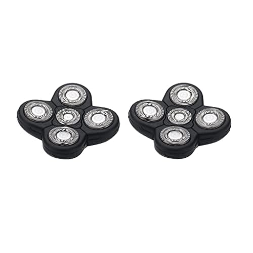 Men Electric Shavers Replacement Heads 5 in 1 Razor Replaceable Alternate Floating Washable Blade Trimmers Head (Black-2pcs)