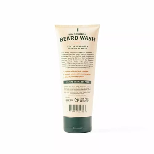 Duke Cannon Big Bourbon Beard Wash, 6oz - Hydrating Beard Cleanser with Hops Extract, Soybean Oil & Barley Protein - Woodsy Oak Barrel Scent, SLS & Paraben-Free (3 Pack)